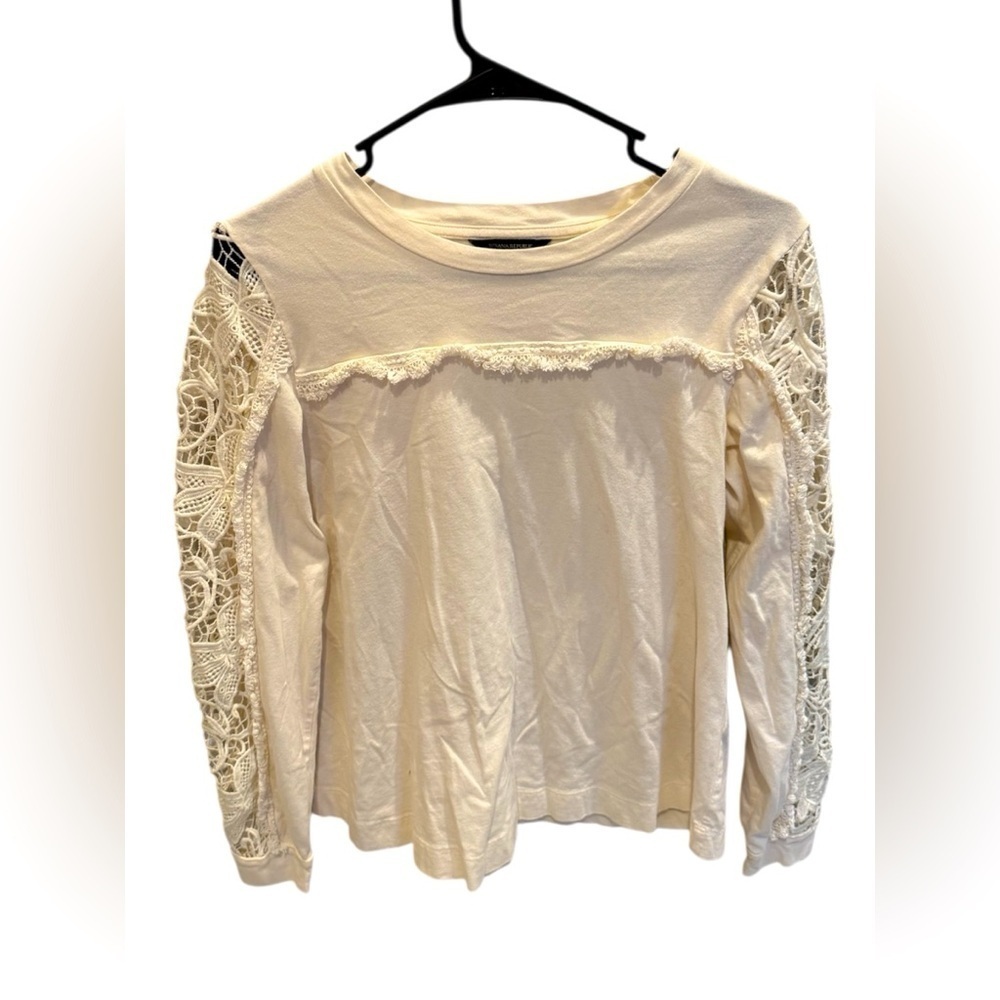 Banana Republic Elegant Cream Lace Sleeve Women's Top Size XS